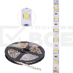 Лента LED 5 м 12 В 5050 4000 К IP23 60 LED/м для БП с клеммами LAMPER, фото 1