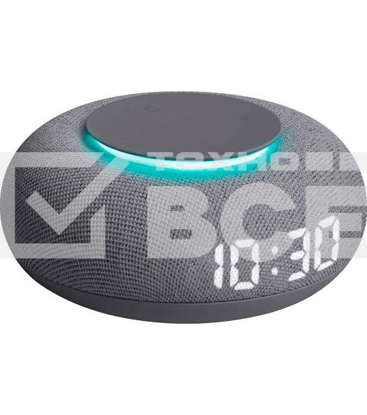 Умная колонка VK Капсула Мини 5Вт, с голосовым ассистентом Маруся, с LED-часами, светло-серый