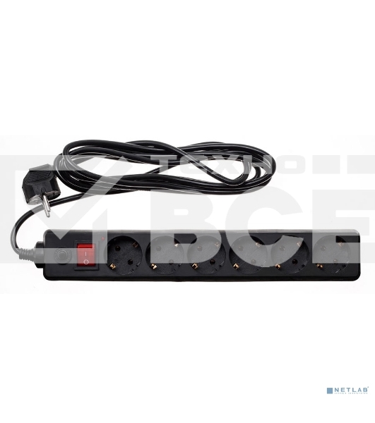 Сетевой фильтр Buro 600SH-16-3-B 3м (6 розеток) черный (коробка)