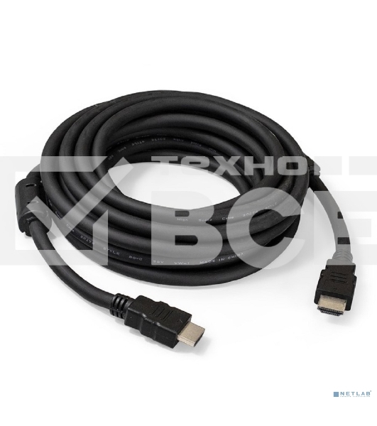 Кабель HDMI Exegate EX287725RUS EX-CC-HDMI2-5.0F (19M/19M, v2.0, 5м, 4K UHD, Ethernet, ферритовые кольца, позолоченные контакты)