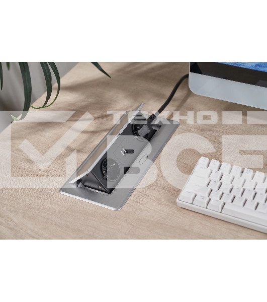 Розетка Cactus CS-SOCKET-EU/USBA-GY для столешницы серый