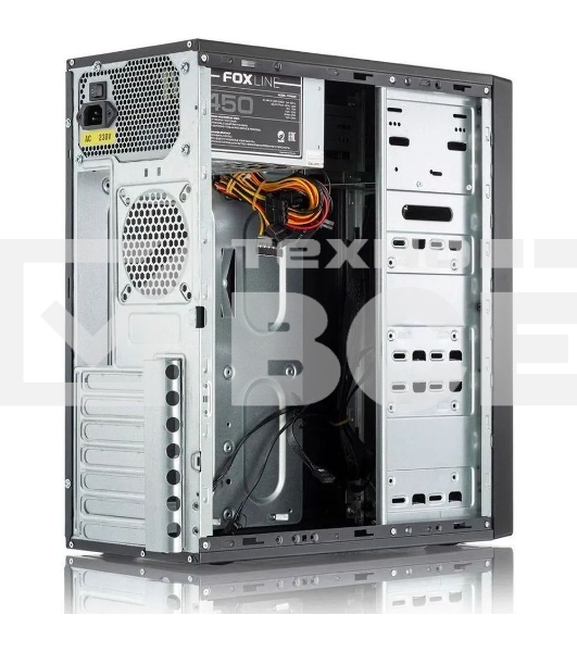 Компьютерный корпус c блоком питания Foxline FL-301-FZ450-RW ATX case, черный, 450 Ватт w/PSU 450W 8cm, w/4xUSB2.0, w/o FAN, w/DVD-RW, w/C13-C14 cable 1.5m