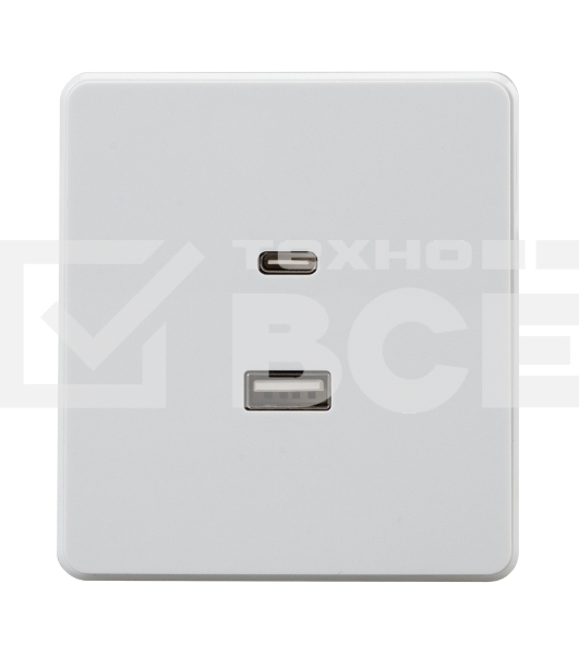 Розетка Kranz ROUND USB-A+Type-C 3А с функцией быстрой зарядки перламутр