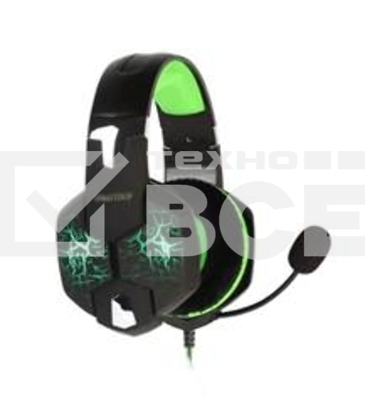 Гарнитура проводная игровая RUSH TAIPAN, динамики 50мм, велюровые амбушюры, вирт.звук 7.1, чер/зел (SBHG-3100)