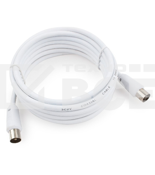 Кабель телевизионный Cablexpert CCV-515-W-3M, Coaxial M/F, белый, 3м