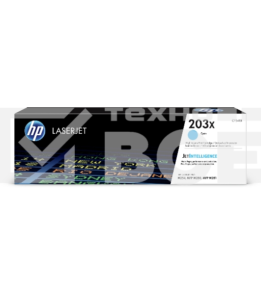 Картридж лазерный HP CF541X (HP 203X) голубой для HP LaserJet M254/M280/M281 2500 страниц.