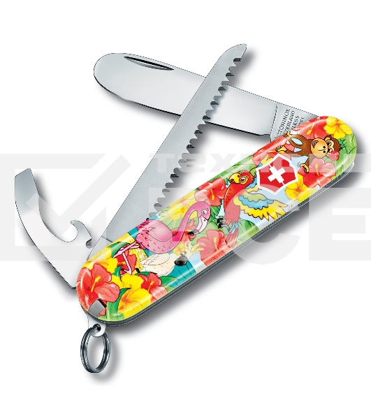 Нож перочинный Victorinox My First Victorinox Parrot Edition (0.2373.E3) 84мм 9функций красный/рисунок карт.коробка