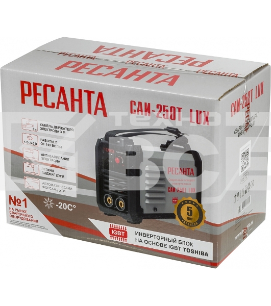 Сварочный аппарат Ресанта САИ-250Т LUX инвертор ММА DC 9.5кВт