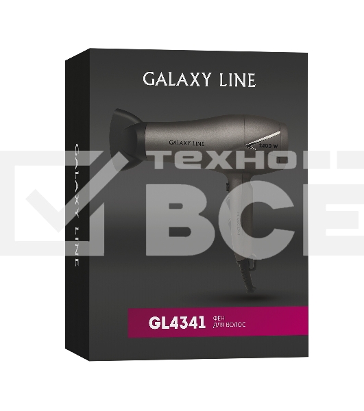 Фен для волос Galaxy Line GL 4341, коричневый, 2400Вт, 2 скорости потока воздуха, 3 температурных режима, функция 
