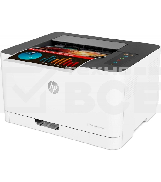 Принтер лазерный HP Color Laser 150nw (4ZB95A), A4, цветной, печ. до 18 стр/мин. (ч/б) до 4 стр/мин. (цвет), 600 x 600 dpi, USB, RJ-45, Wi-Fi, Air Print, Mopria