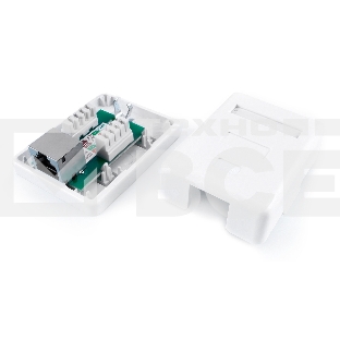 Розетка компьютерная Hyperline SB1-1-8P8C-C6-SH-WH RJ-45(8P8C), категория 6, экранированная, одинарная, внешняя, Dual IDC