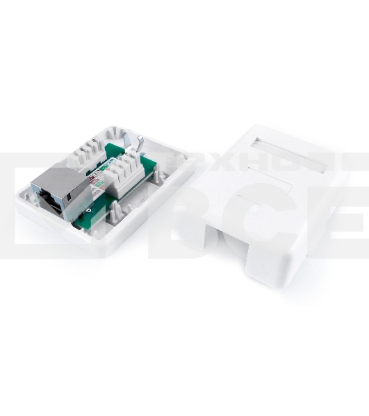 Розетка компьютерная Hyperline SB1-1-8P8C-C6-SH-WH RJ-45(8P8C), категория 6, экранированная, одинарная, внешняя, Dual IDC