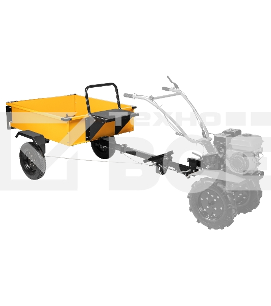 Прицеп для мотоблока TT-500, оцинк., груз. 500 кг, рег. сцепка, колеса 4.00-10, в упаковке Denzel