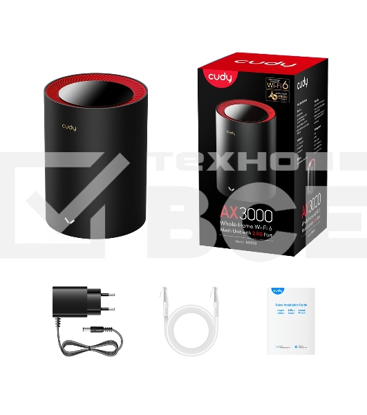 Бесшовный Mesh роутер Cudy M3000(1-PACK) AX3000 10/100/1000/2500BASE-T, белый