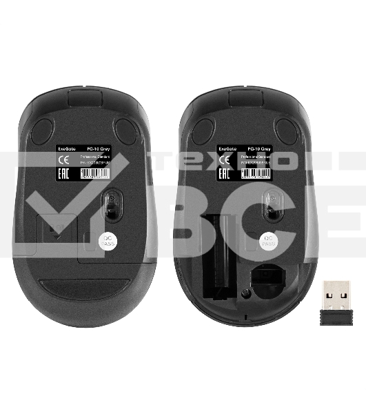 Мышь беспроводная ExeGate Professional Standard FG-10 черный, 1200 dpi, радиоканал, USB, кнопки - 4