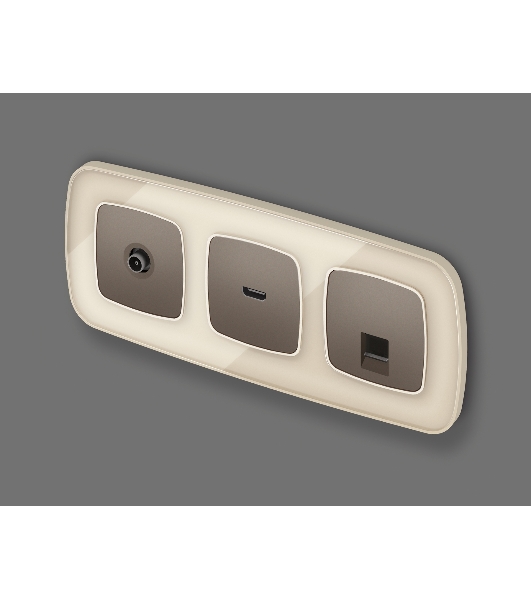 Комплект мех-ма компьютерной розетки RJ-45 экранированной с автоматической защитной шторкой OMEGA Темная бронза матовый QUANT (OP6420, VM185) MO642005