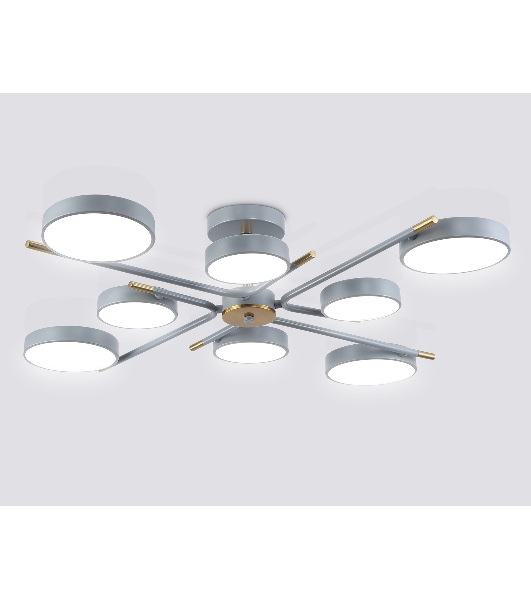 Люстра светодиодная на штанге Ambrella light FL516339/8 GR/CP серый/медь 120W 3000-6000K D850*170 (без ПДУ)