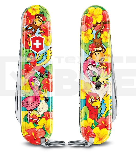 Нож перочинный Victorinox My First Victorinox Parrot Edition (0.2373.E3) 84мм 9функций красный/рисунок карт.коробка