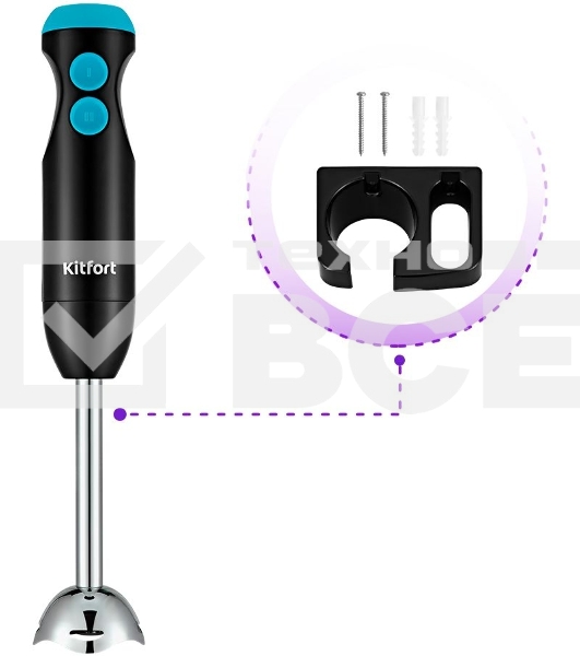 Блендер погружной Kitfort КТ-3041-3 350Вт черный/бирюзовый