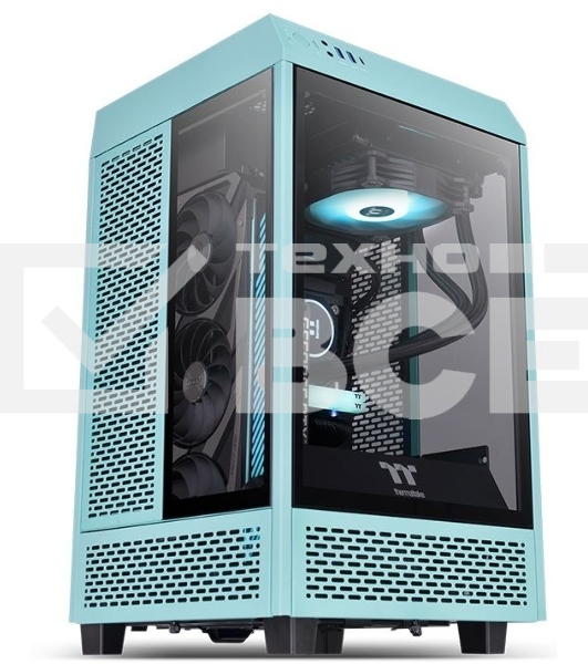 Корпус Thermaltake The Tower 100 Turquoise черный без БП miniITX 1x120mm 3x140mm 2xUSB3.0 audio bott PSU