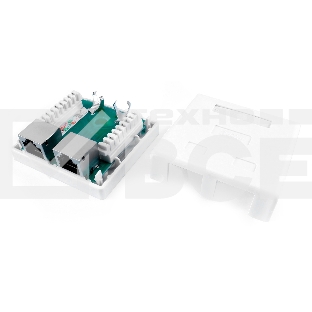 Розетка компьютерная Hyperline, 2x RJ45, кат. 6, экр., 26х62,3 мм (ВхШ), цвет: белый, (SB1-2-8P8C-C6-SH-WH)