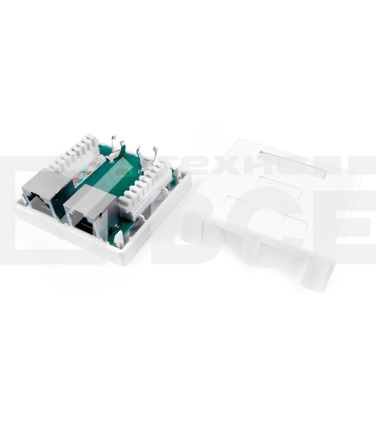 Розетка компьютерная Hyperline, 2x RJ45, кат. 6, экр., 26х62,3 мм (ВхШ), цвет: белый, (SB1-2-8P8C-C6-SH-WH)