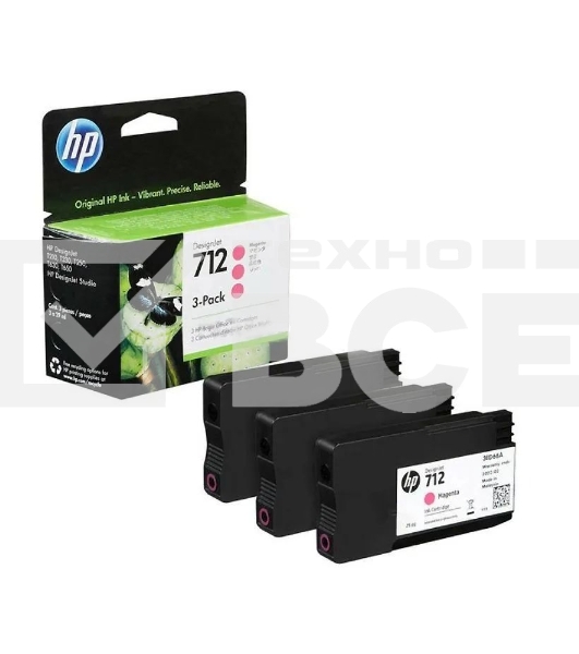Картридж струйный HP 712 3ED78A пурпурный x3упак. (29мл) для HP DJ Т230/630