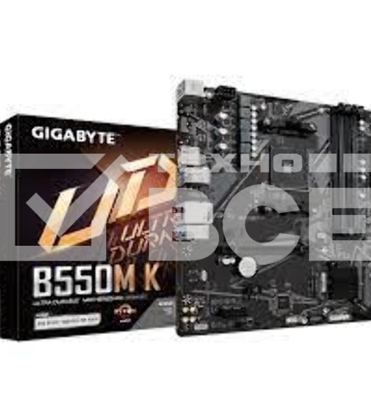 Материнская плата Gigabyte B550M K, AM4, AMD B550, 4xDDR4, 4xSATA, 2xM.2, 1xPCIe 4.0 x16, 1xPCIe x1, 1xHDMI, 1xDP, 1x 1Gb LAN, 4xUSB-A 3.2 Gen 1, 4xUSB-A 2.0, 3x3.5 мм, 7.1, mATX