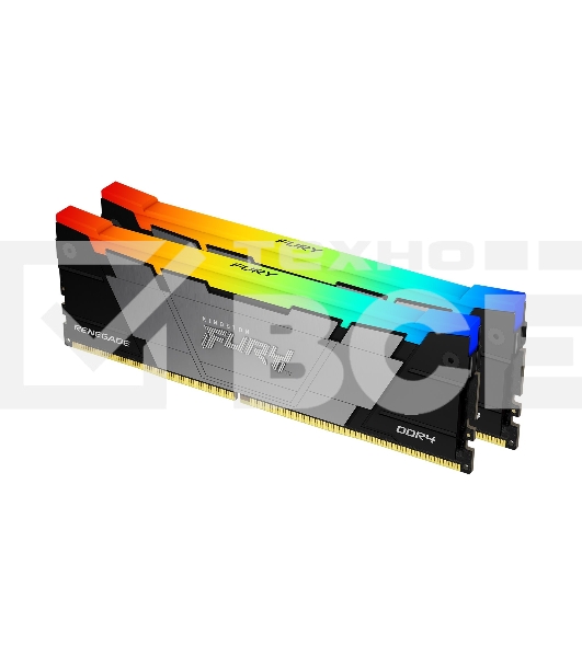 Оперативная память Kingston Fury Renegade, DDR4, 32GB (2x16GB), 3600MHz, CL16, с радиатором, RGB, серебристый/черный