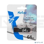 Флеш диск Netac U351 64Gb <NT03U351N-064G-20BK>, USB2.0, с колпачком, металлическая чёрная, фото3