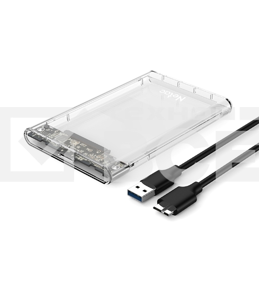 Внешний бокс 2.5 SATA Netac WH11 USB 3.0 NT07WH11-30CC слайд прозрачный корпус