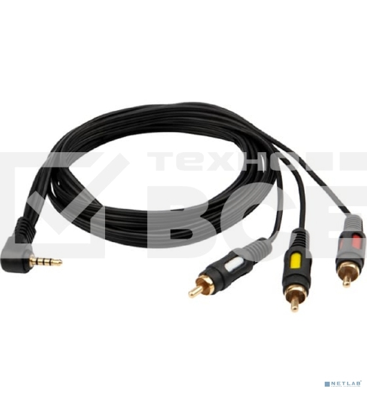 Шнур Стерео 3,5 мм 4C - 3 RCA, длина 1,5 мeтра (GOLD) Rexant