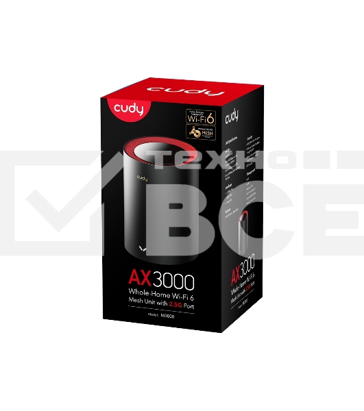 Бесшовный Mesh роутер Cudy M3000(1-PACK) AX3000 10/100/1000/2500BASE-T, белый