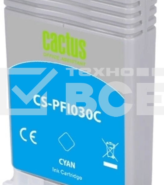 Картридж струйный Cactus CS-PFI030C PFI-030C голубой (55мл) для Canon imagePROGRAF TA-20/30