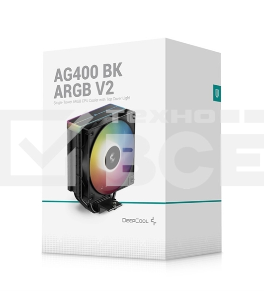 Кулер для процессора DEEPCOOL AG400 BK ARGB V2 черный 120мм алюминий+медь 2100rpm 31.6db 4-pin 220W 154мм