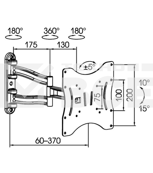 Кронштейн для телевизора Kromax TECHNO-3 белый 15'-40' макс.20кг настенный поворот и наклон