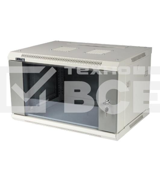 Шкаф коммутационный Lanmaster (TWT-CBWPG-6U-6X4-GY) 6U 600x400мм пер.дв.стекл 60кг серый