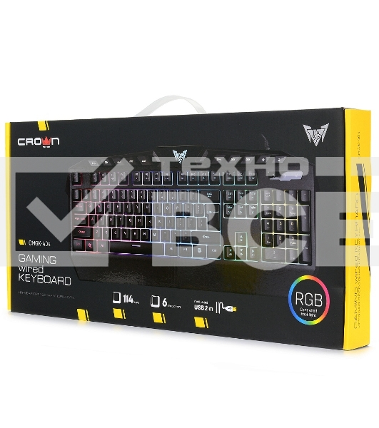 Клавиатура CROWN CMGK-404 проводная, USB, чёрный
