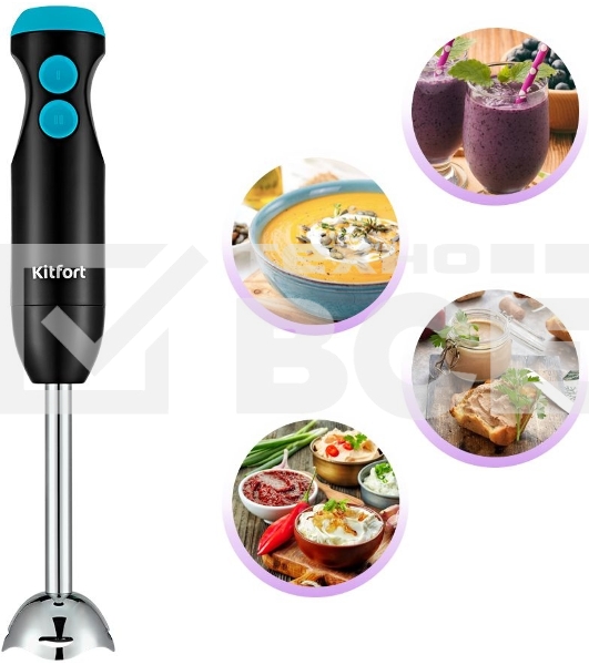 Блендер погружной Kitfort КТ-3041-3 350Вт черный/бирюзовый