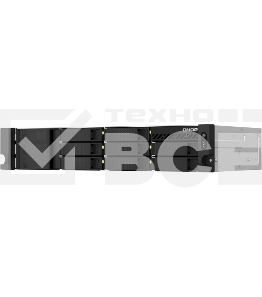 Сетевое хранилище SMB QNAP TS-873AeU-RP-4G NAS 8 HDD trays, 2x 2.5 GbE. 64-bit 4-core AMD V1500B 2,2 GHz, 4 GB. RAM (1*4 GB) up to 32GB (2*16 GB), 2 x M2 2280 (PCIe Gen3 x 1), 2xPSU W/o rail kit RAIL-B02