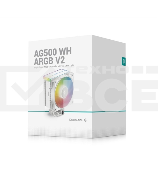 Кулер для процессора DEEPCOOL AG500 WH ARGB V2 белый 120мм алюминий+медь 1850rpm 29.4db 4-pin 240W 155мм