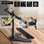 Настольная подставка ExeGate EDM2-3210-11D (для для двух мониторов 15'-32', VESA 75x75, 100x100, макс. нагрузка на один кронштейн 10 кг, наклон -90°/+90°, поворот -90°/+90°, регулировка по высоте, черный), фото21