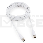 Кабель телевизионный Cablexpert, CCV-515-W-5M, Coaxial M/F, белый, 5м, фото 1