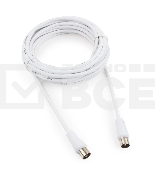 Кабель телевизионный Cablexpert, CCV-515-W-5M, Coaxial M/F, белый, 5м