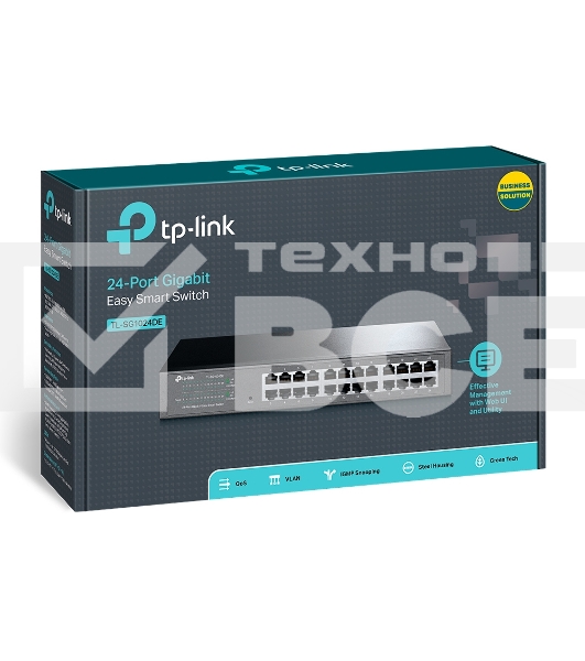 Коммутатор TP-Link SMB TL-SG1024DE 24-Port Gigabit Easy Smart Switch, 24 10/100/100Mbps RJ45 ports, MTU/Port/Tag-based VLAN, QoS, IGMP Snooping