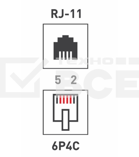 Телефонный двойник Rexant RJ-14(6P4C) (гнездо - 2 гнезда)