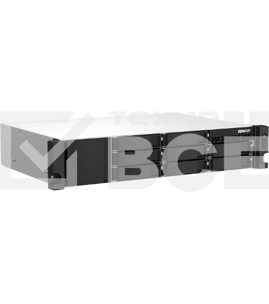 Сетевое хранилище SMB QNAP TS-873AeU-RP-4G NAS 8 HDD trays, 2x 2.5 GbE. 64-bit 4-core AMD V1500B 2,2 GHz, 4 GB. RAM (1*4 GB) up to 32GB (2*16 GB), 2 x M2 2280 (PCIe Gen3 x 1), 2xPSU W/o rail kit RAIL-B02