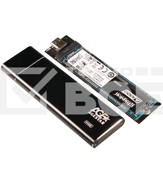 Внешний корпус AgeStar USB 3.1 Type-C M.2 NVME (M-key)  AgeStar 31UBNV5C (BLACK), алюминий, черный
