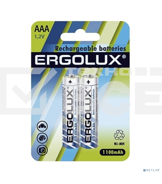 Аккумулятор Ergolux AAA-1100мА.ч Ni-Mh BL-2 NHAAA1100BL2 1.2В (блист.2шт)