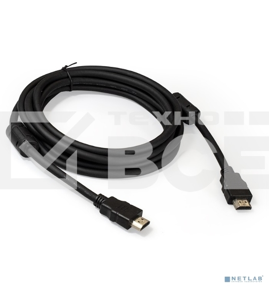 Кабель HDMI Exegate EX287724RUS EX-CC-HDMI2-3.0F (19M/19M, v2.0, 3м, 4K UHD, Ethernet, ферритовые кольца, позолоченные контакты)
